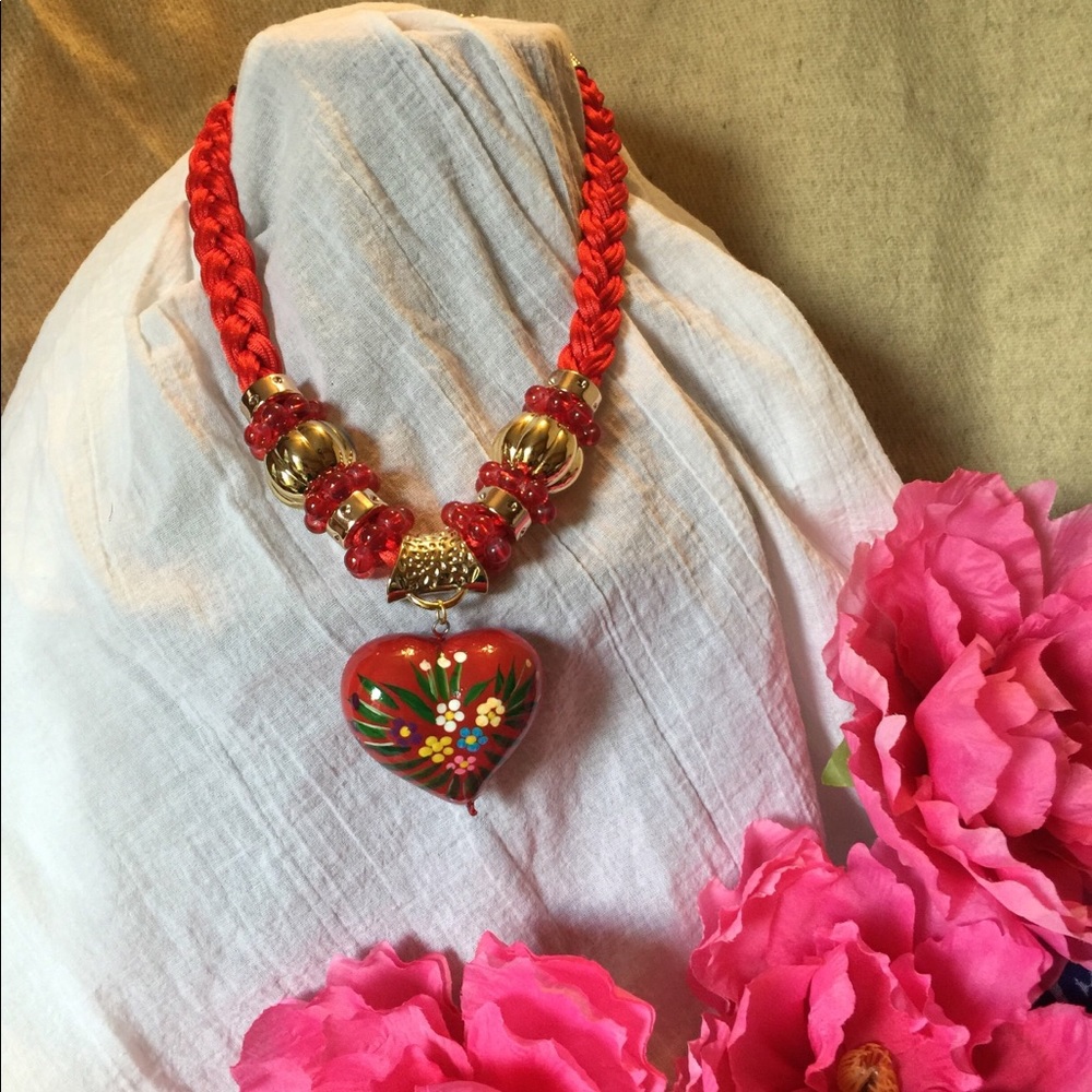 Clay heart necklace